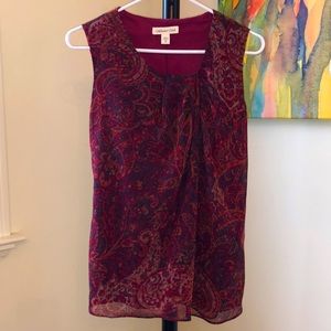 NWT Coldwater Creek sleeveless blouse Size XS with pleat front detail